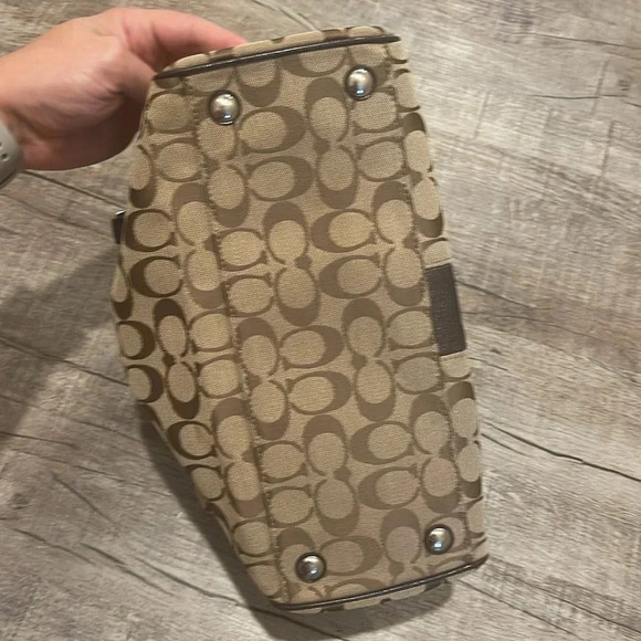 Coach - Signature Stripe Nancy Satchel Handbag 28505 - Khaki Brown Mahogany - Picture 14 of 15